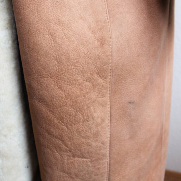 Vintage 80's Tan  Sawyer Napa Ca Women's Shearling Sheepskin Fur Long Coat 16 - Picture 5 of 13